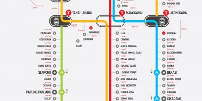 Piepilsētas līniju Džakarta karte