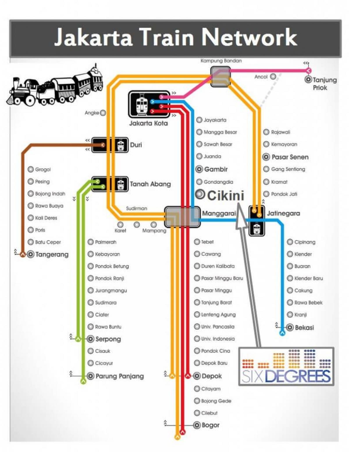karte Džakarta dzelzceļa stacijas